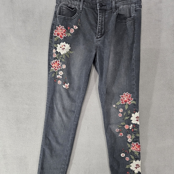 DRIFTWOOD Denim - Driftwood Jeans Womens 28 Gray Denim Mid Rise Jackie Skinny Embroidered Boho